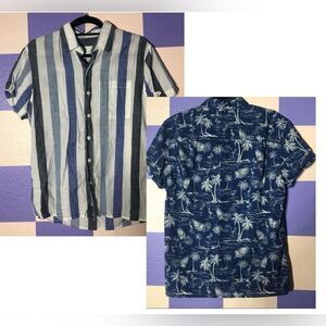 American Eagle TWO Short Sleeve Button-Downs Blue Patterns - Size S